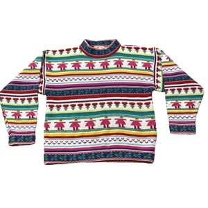 VTG Pepper Sweater Womens Large Multicolor Colorful‎ Striped Bright Loud 90s Y2K